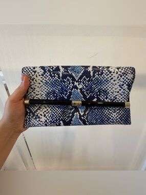 Diane Von Furstenberg Snake-Print Foldover Clutch